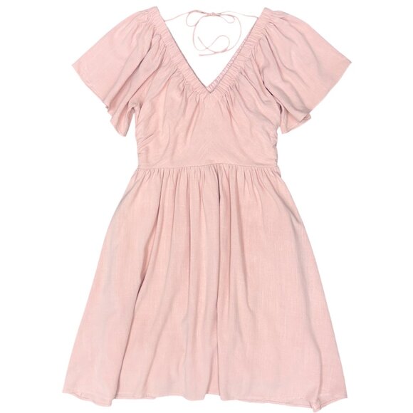 NWOT Women's CASLON Flutter Sleeve V-Neck Dress CORAL TIDE | Size L - Picture 5 of 10